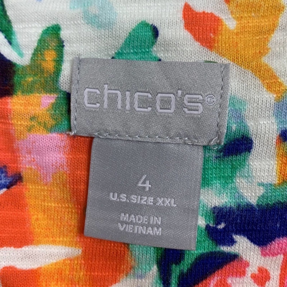 # CHICO’S MULTICOLOR T-SHIRT SHORT SLEEVES SIZE 4 (XXL) ROUND NECK - Picture 8 of 10
